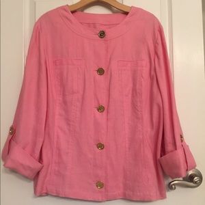 Jones New York Signature Linen Pink Jacket - 1X